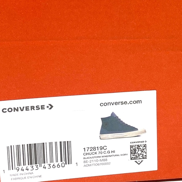 Converse Chuck 70 High Casual Shoes Black Storm Canvas Men Size Sneakers 172819C - Picture 9 of 10